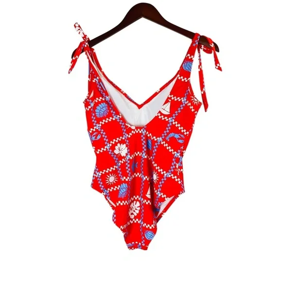 LOFT Beachcomber Plunge Bow Tie One Piece Swimsuit Size M -NWOT - Picture 4 of 9